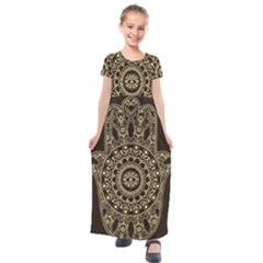 Hamsa-hand-drawn-symbol-with-flower-decorative-pattern Kids  Short Sleeve Maxi Dress by Salman4z