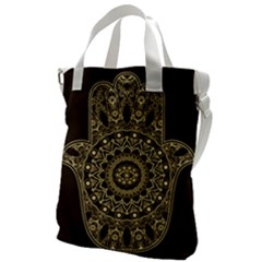 Hamsa-hand-drawn-symbol-with-flower-decorative-pattern Canvas Messenger Bag by Salman4z