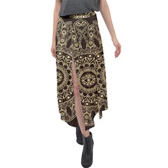 Hamsa-hand-drawn-symbol-with-flower-decorative-pattern Velour Split Maxi Skirt by Salman4z