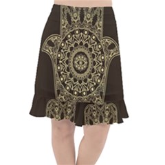 Hamsa-hand-drawn-symbol-with-flower-decorative-pattern Fishtail Chiffon Skirt by Salman4z