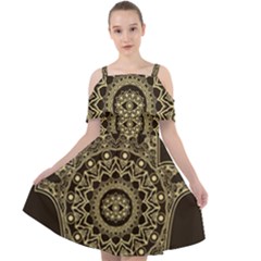 Hamsa-hand-drawn-symbol-with-flower-decorative-pattern Cut Out Shoulders Chiffon Dress by Salman4z