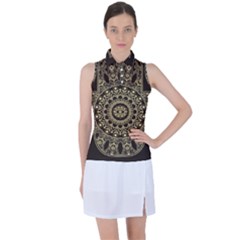 Hamsa-hand-drawn-symbol-with-flower-decorative-pattern Women s Sleeveless Polo Tee by Salman4z