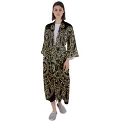 Hamsa-hand-drawn-symbol-with-flower-decorative-pattern Maxi Satin Kimono by Salman4z