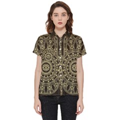 Hamsa-hand-drawn-symbol-with-flower-decorative-pattern Short Sleeve Pocket Shirt by Salman4z