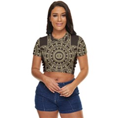 Hamsa-hand-drawn-symbol-with-flower-decorative-pattern Side Button Cropped Tee by Salman4z