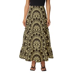 Hamsa-hand-drawn-symbol-with-flower-decorative-pattern Tiered Ruffle Maxi Skirt by Salman4z