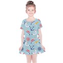 Nautical-marine-symbols-seamless-pattern Kids  Simple Cotton Dress View1