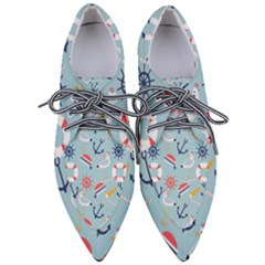 Nautical-marine-symbols-seamless-pattern Pointed Oxford Shoes by Salman4z