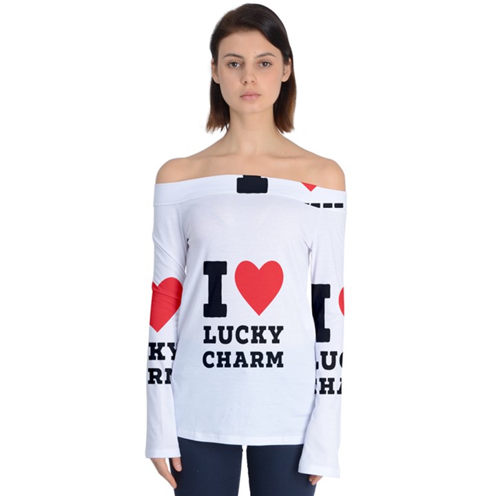 I love lucky charm Off Shoulder Long Sleeve Top