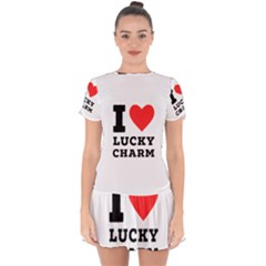 I love lucky charm Drop Hem Mini Chiffon Dress