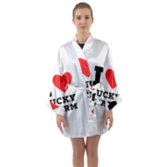 I Love Lucky Charm Long Sleeve Satin Kimono by ilovewhateva