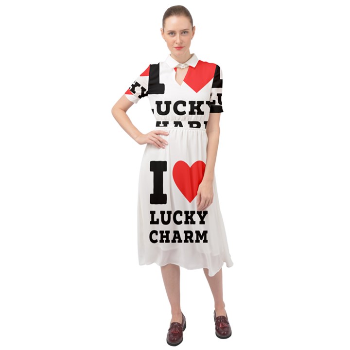 I love lucky charm Keyhole Neckline Chiffon Dress