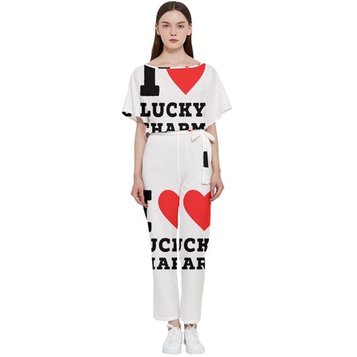 I love lucky charm Batwing Lightweight Chiffon Jumpsuit