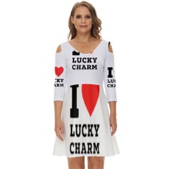 I love lucky charm Shoulder Cut Out Zip Up Dress