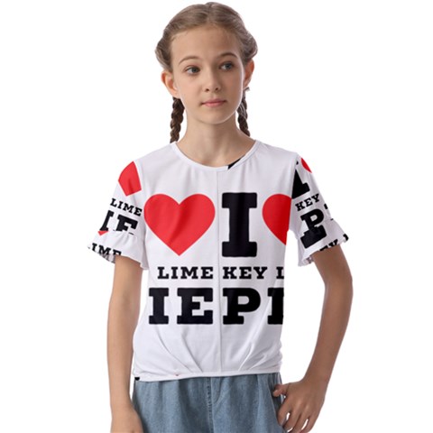 I Love Key Lime Pie Kids  Cuff Sleeve Scrunch Bottom Tee by ilovewhateva