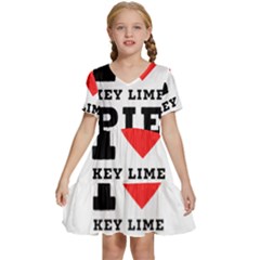 I Love Key Lime Pie Kids  Short Sleeve Tiered Mini Dress by ilovewhateva