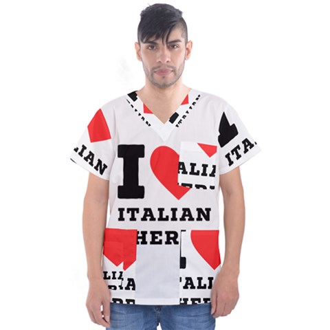 I Love Italian Cherry Men s V-neck Scrub Top by ilovewhateva