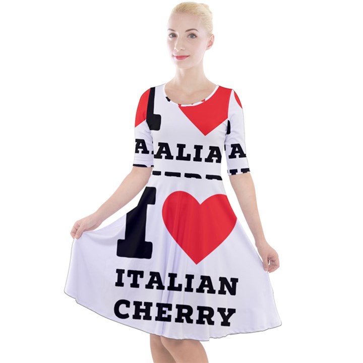 I love Italian cherry Quarter Sleeve A-Line Dress