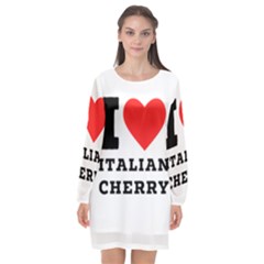 I Love Italian Cherry Long Sleeve Chiffon Shift Dress  by ilovewhateva