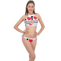 I Love Italian Cherry Cross Front Halter Bikini Set by ilovewhateva