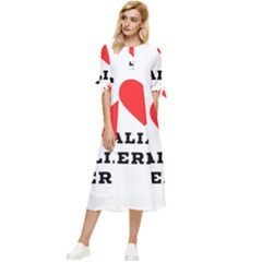 I Love Italian Cherry Bow Sleeve Chiffon Midi Dress by ilovewhateva