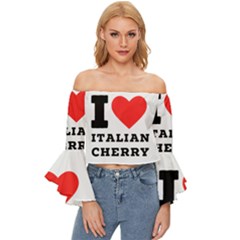 I Love Italian Cherry Off Shoulder Flutter Bell Sleeve Top by ilovewhateva