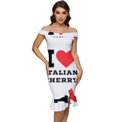 I Love Italian Cherry Off Shoulder Ruffle Split Hem Bodycon Dress by ilovewhateva