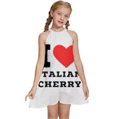 I Love Italian Cherry Kids  Halter Collar Waist Tie Chiffon Dress by ilovewhateva