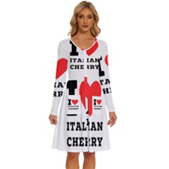 I Love Italian Cherry Long Sleeve Dress With Pocket by ilovewhateva