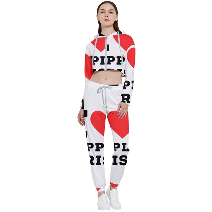 I love Apple crisp Cropped Zip Up Lounge Set