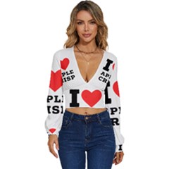 I Love Apple Crisp Long Sleeve Deep-v Velour Top