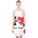 I love hot cakes Halter Collar Waist Tie Chiffon Dress View1