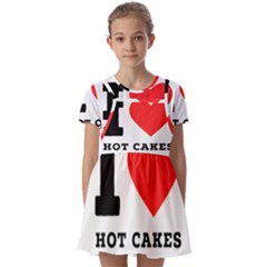 I Love Hot Cakes Kids  Short Sleeve Pinafore Style Dress by ilovewhateva