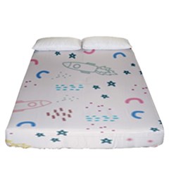 Spaceship Pattern Star Fitted Sheet (king Size) by danenraven