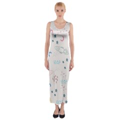 Spaceship Pattern Star Fitted Maxi Dress by danenraven