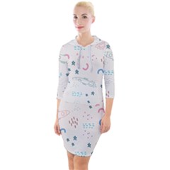 Spaceship Pattern Star Quarter Sleeve Hood Bodycon Dress by danenraven