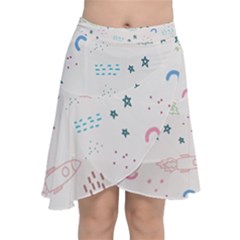 Spaceship Pattern Star Chiffon Wrap Front Skirt by danenraven