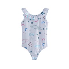 Spaceship Pattern Star Kids  Frill Swimsuit by danenraven