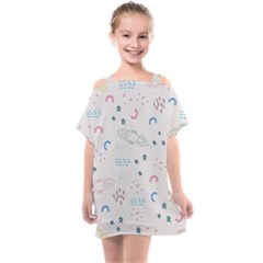 Spaceship Pattern Star Kids  One Piece Chiffon Dress by danenraven