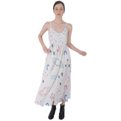 Spaceship Pattern Star Tie Back Maxi Dress by danenraven