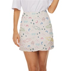 Spaceship Pattern Star Mini Front Wrap Skirt by danenraven