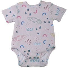 Spaceship Pattern Star Baby Short Sleeve Bodysuit by danenraven