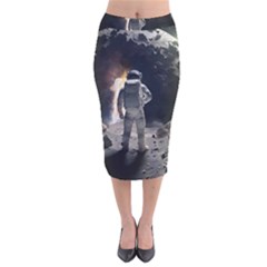 Astronaut Space Walk Velvet Midi Pencil Skirt by danenraven