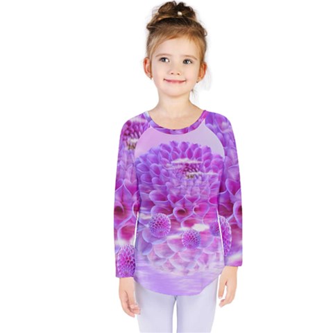 Dahlia Blossom Bloom Dahlias Fall Kids  Long Sleeve Tee by danenraven