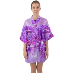 Dahlia Blossom Bloom Dahlias Fall Half Sleeve Satin Kimono  by danenraven