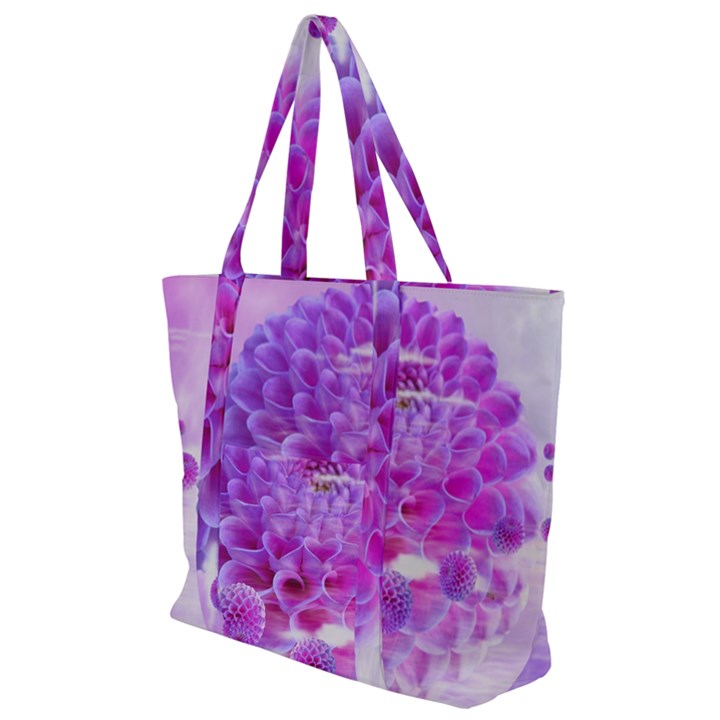 Dahlia Blossom Bloom Dahlias Fall Zip Up Canvas Bag