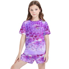 Dahlia Blossom Bloom Dahlias Fall Kids  Tee And Sports Shorts Set