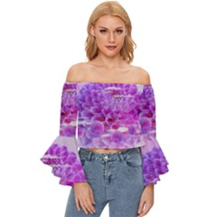 Dahlia Blossom Bloom Dahlias Fall Off Shoulder Flutter Bell Sleeve Top by danenraven