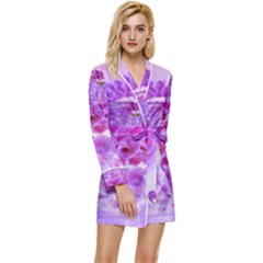 Dahlia Blossom Bloom Dahlias Fall Long Sleeve Satin Robe by danenraven