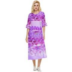 Dahlia Blossom Bloom Dahlias Fall Double Cuff Midi Dress by danenraven